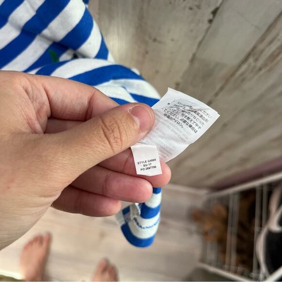 New J.Crew Striped tank top w/ sequin palm leaves BRILLIANT SAPPHIRE IVORY G4869 - Picture 5 of 8